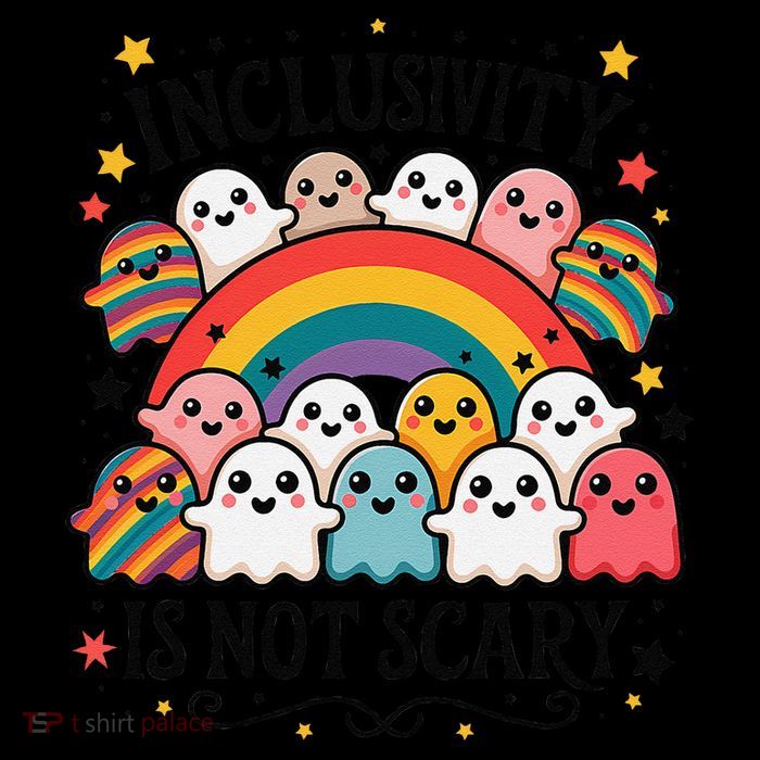 Inclusivity Is Not Scary  Cute Ghost Welcome Here Funny Poster