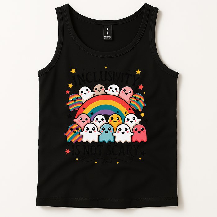 Inclusivity Is Not Scary  Cute Ghost Welcome Here Funny Tank Top