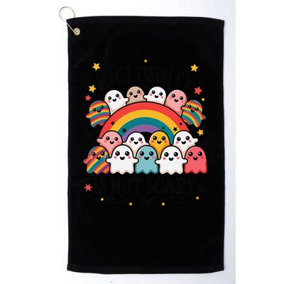 Inclusivity Is Not Scary  Cute Ghost Welcome Here Funny Golf Towel