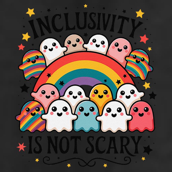 Inclusivity Is Not Scary  Cute Ghost Welcome Here Funny Golf Towel