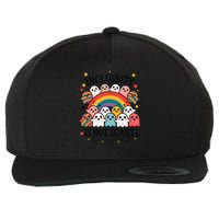 Inclusivity Is Not Scary  Cute Ghost Welcome Here Funny Wool Snapback Cap