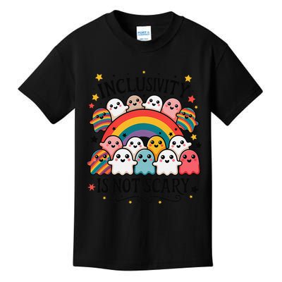 Inclusivity Is Not Scary  Cute Ghost Welcome Here Funny Kids T-Shirt