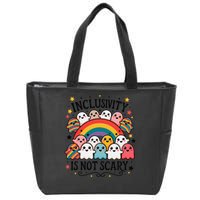 Inclusivity Is Not Scary  Cute Ghost Welcome Here Funny Zip Tote Bag