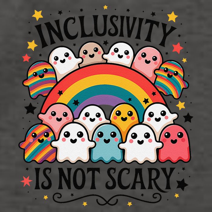 Inclusivity Is Not Scary  Cute Ghost Welcome Here Funny Vector Backpack