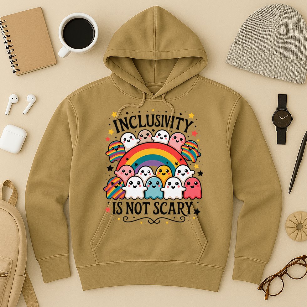Inclusivity Is Not Scary  Cute Ghost Welcome Here Funny Hoodie