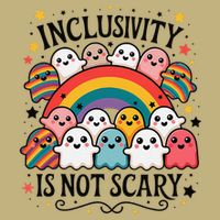 Inclusivity Is Not Scary  Cute Ghost Welcome Here Funny Sustainable Beanie
