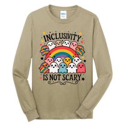 Inclusivity Is Not Scary  Cute Ghost Welcome Here Funny Tall Long Sleeve T-Shirt