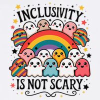 Inclusivity Is Not Scary  Cute Ghost Welcome Here Funny Garment-Dyed Sweatshirt