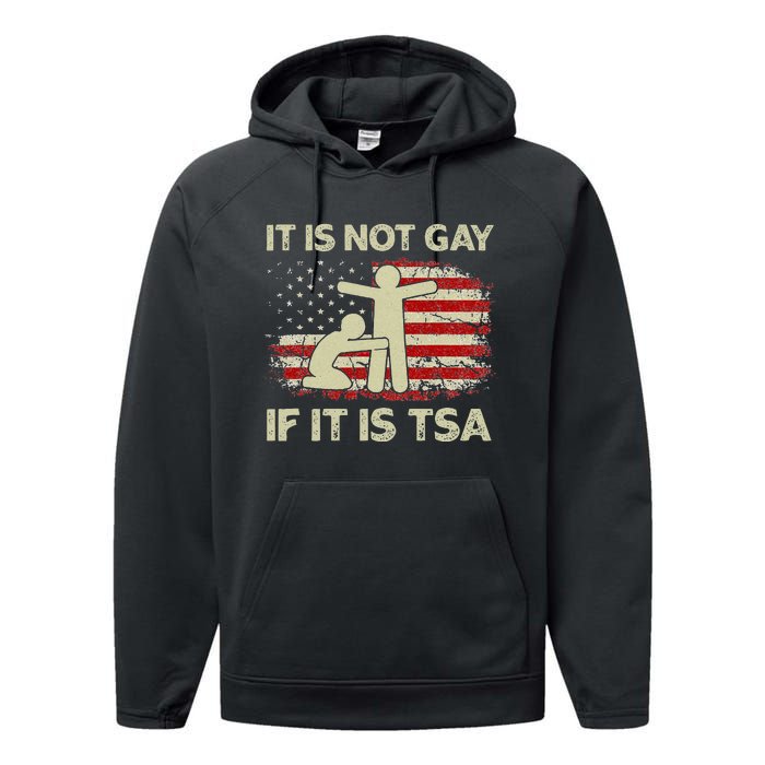 It Is Not Gay If It Is TSA Security Vintage USA Flag Performance Fleece Hoodie