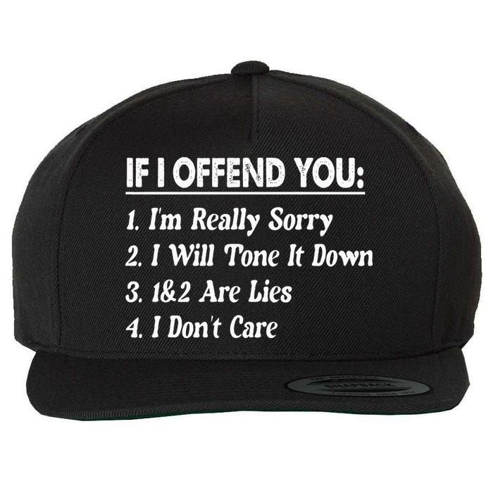 If I Offend You 1 IM Really Sorry 2 I Will Tone It Down Wool Snapback Cap
