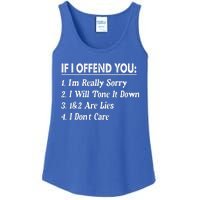 If I Offend You 1 IM Really Sorry 2 I Will Tone It Down Ladies Essential Tank