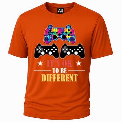 It Is Ok To Be A Different Video Game Autism Awareness Funny Gift Cooling Performance Crew T-Shirt