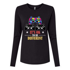 It Is Ok To Be A Different Video Game Autism Awareness Funny Gift Womens Cotton Relaxed Long Sleeve T-Shirt