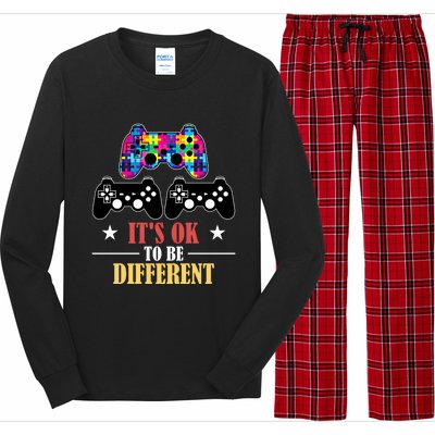 It Is Ok To Be A Different Video Game Autism Awareness Funny Gift Long Sleeve Pajama Set