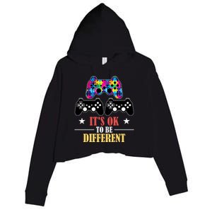 It Is Ok To Be A Different Video Game Autism Awareness Funny Gift Crop Fleece Hoodie