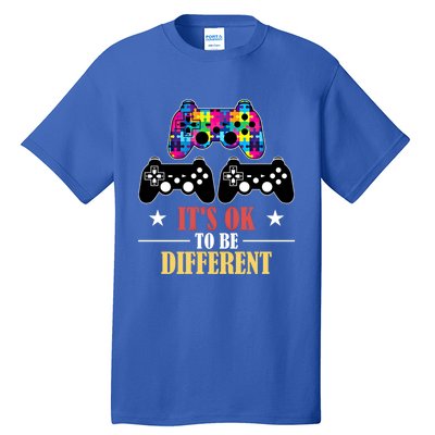 It Is Ok To Be A Different Video Game Autism Awareness Funny Gift Tall T-Shirt