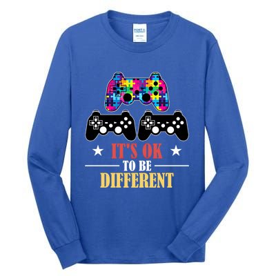 It Is Ok To Be A Different Video Game Autism Awareness Funny Gift Tall Long Sleeve T-Shirt