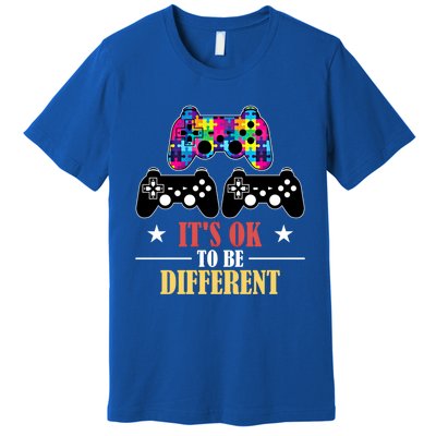 It Is Ok To Be A Different Video Game Autism Awareness Funny Gift Premium T-Shirt