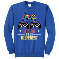 It Is Ok To Be A Different Video Game Autism Awareness Funny Gift Tall Sweatshirt