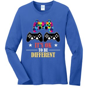 It Is Ok To Be A Different Video Game Autism Awareness Funny Gift Ladies Long Sleeve Shirt