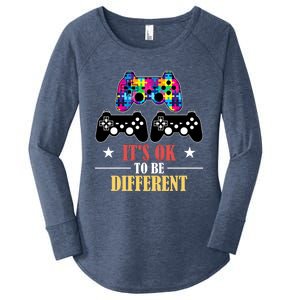 It Is Ok To Be A Different Video Game Autism Awareness Funny Gift Women's Perfect Tri Tunic Long Sleeve Shirt