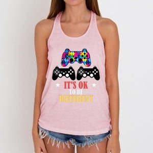 It Is Ok To Be A Different Video Game Autism Awareness Funny Gift Women's Knotted Racerback Tank