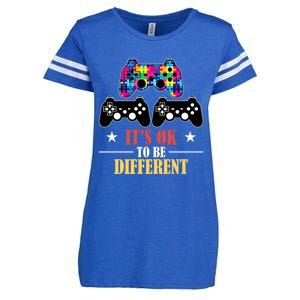 It Is Ok To Be A Different Video Game Autism Awareness Funny Gift Enza Ladies Jersey Football T-Shirt