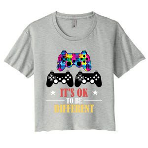 It Is Ok To Be A Different Video Game Autism Awareness Funny Gift Women's Crop Top Tee