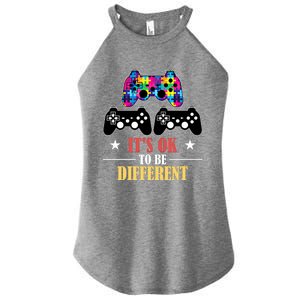 It Is Ok To Be A Different Video Game Autism Awareness Funny Gift Women's Perfect Tri Rocker Tank