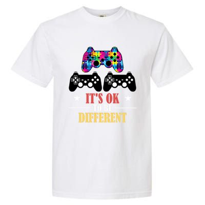 It Is Ok To Be A Different Video Game Autism Awareness Funny Gift Garment-Dyed Heavyweight T-Shirt