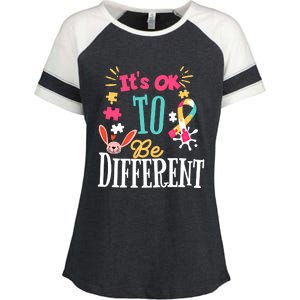 It Is Ok To Be Different Happy Easter Day Autism Awareness Great Gift Enza Ladies Jersey Colorblock Tee