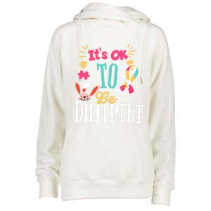 It Is Ok To Be Different Happy Easter Day Autism Awareness Great Gift Womens Funnel Neck Pullover Hood