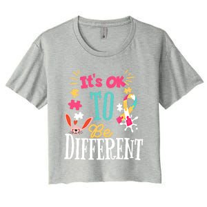 It Is Ok To Be Different Happy Easter Day Autism Awareness Great Gift Women's Crop Top Tee