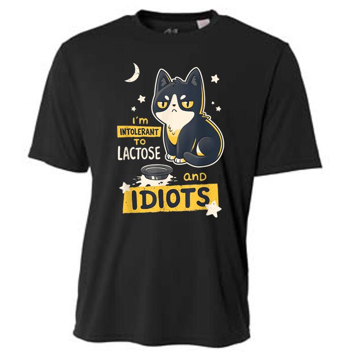 IM Intolerant O Lactose And Idiots Funny Cat Lover Cooling Performance Crew T-Shirt