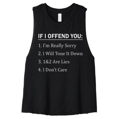 If I Offend Youim Really Sorry I Will Tone It Down1&2 Women's Racerback Cropped Tank