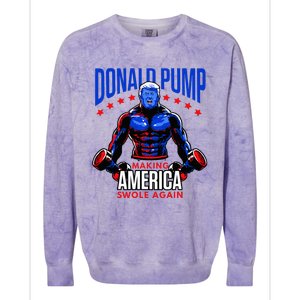  Donald Pump Swole America Trump Weight Lifting Gym Fitness   Colorblast Crewneck Sweatshirt