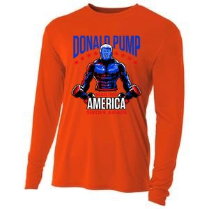  Donald Pump Swole America Trump Weight Lifting Gym Fitness   Cooling Performance Long Sleeve Crew