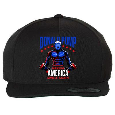  Donald Pump Swole America Trump Weight Lifting Gym Fitness   Wool Snapback Cap