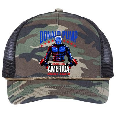  Donald Pump Swole America Trump Weight Lifting Gym Fitness   Retro Rope Trucker Hat Cap