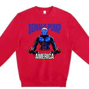  Donald Pump Swole America Trump Weight Lifting Gym Fitness   Premium Crewneck Sweatshirt