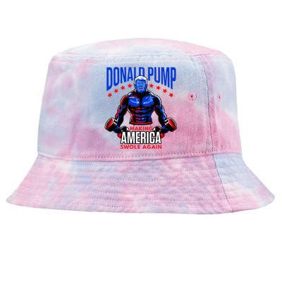  Donald Pump Swole America Trump Weight Lifting Gym Fitness   Tie-Dyed Bucket Hat