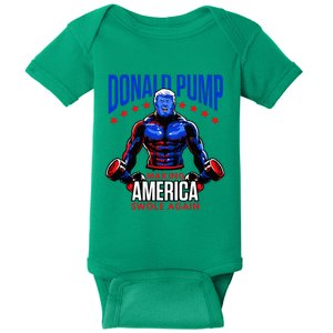  Donald Pump Swole America Trump Weight Lifting Gym Fitness   Baby Bodysuit