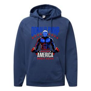  Donald Pump Swole America Trump Weight Lifting Gym Fitness   Performance Fleece Hoodie