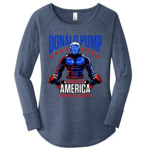  Donald Pump Swole America Trump Weight Lifting Gym Fitness   Women's Perfect Tri Tunic Long Sleeve Shirt