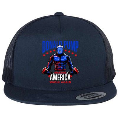  Donald Pump Swole America Trump Weight Lifting Gym Fitness   Flat Bill Trucker Hat