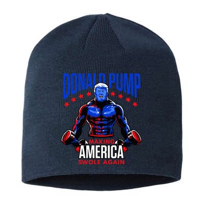  Donald Pump Swole America Trump Weight Lifting Gym Fitness   Sustainable Beanie