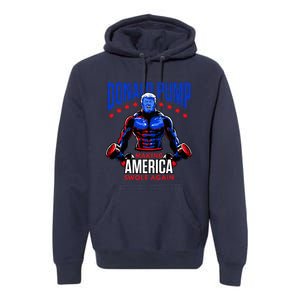  Donald Pump Swole America Trump Weight Lifting Gym Fitness   Premium Hoodie