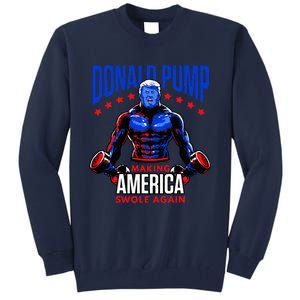  Donald Pump Swole America Trump Weight Lifting Gym Fitness   Tall Sweatshirt