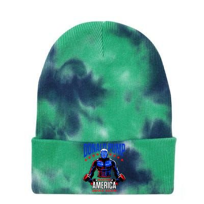  Donald Pump Swole America Trump Weight Lifting Gym Fitness   Tie Dye 12in Knit Beanie