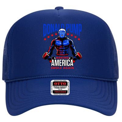  Donald Pump Swole America Trump Weight Lifting Gym Fitness   High Crown Mesh Back Trucker Hat